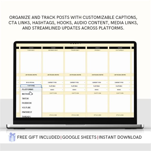 2025 Social Media Content Calendar: Google Sheets Planner (Digital Download)