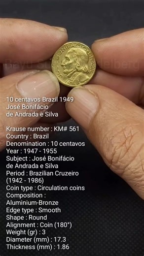 10 centavos Brazil 1949 #centavos #shortsvideo #shortvideo #brazil #brazilian #shorts #coins