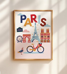 Paris Collage Print für Kinder - Wandkunst im Scherenschnitt-Stil - Etsy.de