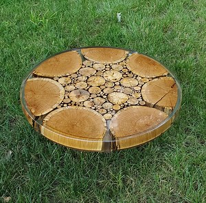 Epoxy Wood Slice Coffee Table, Natural Edge Mosaic Side Table - Etsy