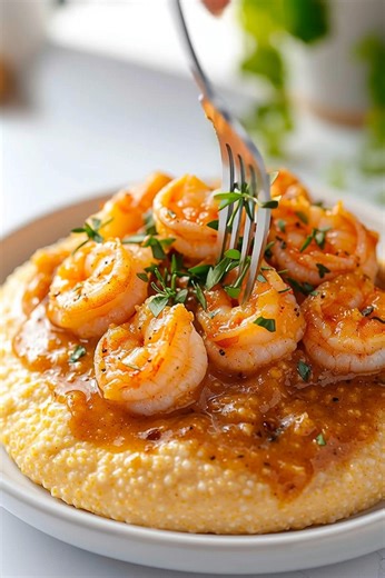 🦐🍛 Southern Shrimp & Gravy Grits Bold, comforting, and the best soul-food style dinner. 📝 Ingredients: 1 lb shrimp, peeled and deveined 1 cup stone-ground grits 4 cups water or broth 3 tbsp butter 1 small onion, finely diced 2 garlic cloves, minced 1 cup chicken broth (for gravy) 1 tbsp flour 1/2 tsp paprika Salt & pepper to taste Chopped parsley for garnish 🍴 How to prepare it: 1️⃣ Cook the grits: Simmer grits until thick and creamy for an easy comfort dish and weeknight cozy meal. 2️⃣ Make