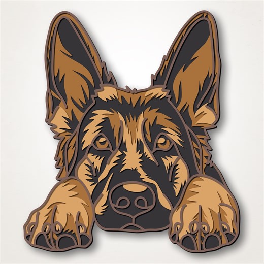 German Shepherd Multilayer SVG, Laser Cut File, Paper Cut, CNC, 3D Mandala Plywood Design - Etsy
