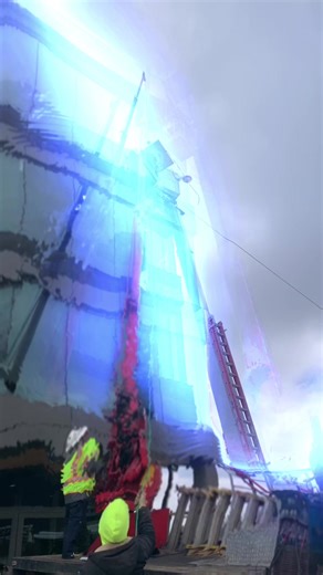 Start of a wall sign install for BMW, before the wind got to be too much. 🤷‍♂️