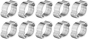 10Pcs O Clip Hose Clamps, Zinc Plated Two-ear Hose Clamp 9-11MM, for Fule Petrol Pipe Tube, Zinc Plated Double Ear Hoops, Perfect to Clamp