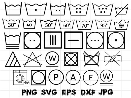 Laundry Symbols SVG Bundle: Care Guide Icons (digital Download) - Etsy