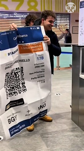 Giant boarding pass prank