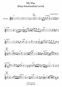 My Way (Easy/Intermediate Level, Alto Sax) (Frank Sinatra) - Saxophone Sheet Music