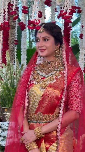 Stunning South Indian Bridal Look ❤️ | Traditional Red & Gold Silk Saree Inspiration #wedding #short