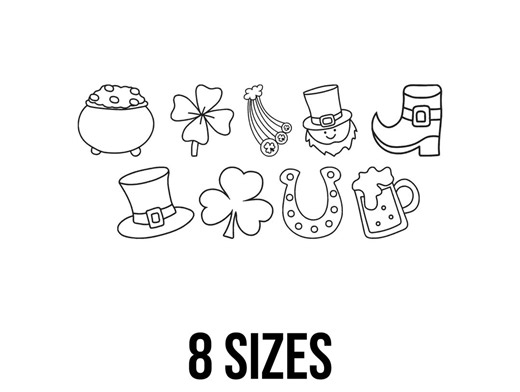 Saint Patrick's Day Outline Set Embroidery Design - Shamrock Outline Embroidery Design- Clover Leaf Machine Embroidery Design Files -8 Sizes - Etsy