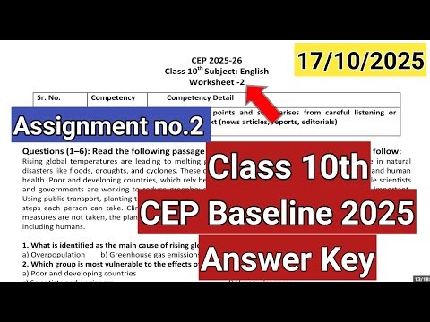 class 10th || Cep Baseline Assignment no 2.(2025) all subjects Solution || PSEB #class10