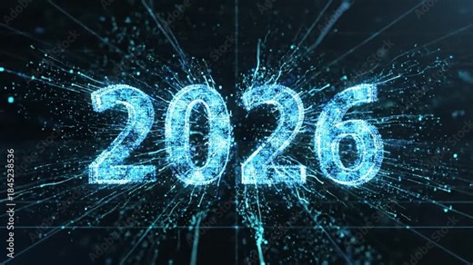 Digital Transition from 2023 to 2026 Yearly Numerical Animation and Data Visualization Video