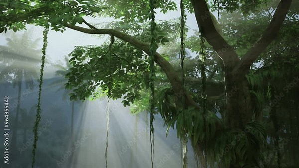 tall tree amidst a dense forest setting.