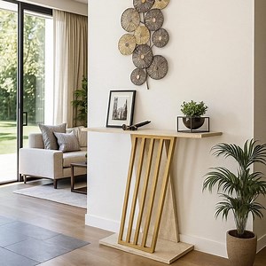 Travertine Gold Console Table, Modern Entryway Accent Unit, Glam Hallway Table - Etsy Canada
