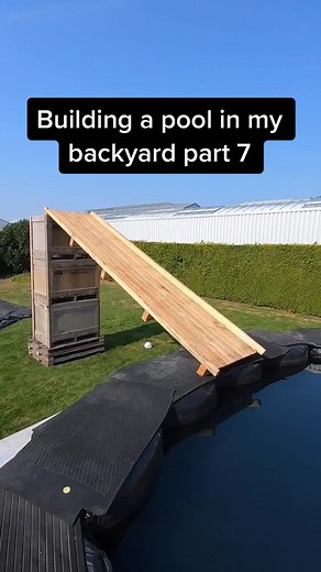 DIY Backyard Pool Building Part 7 with Slide - John Deere Project