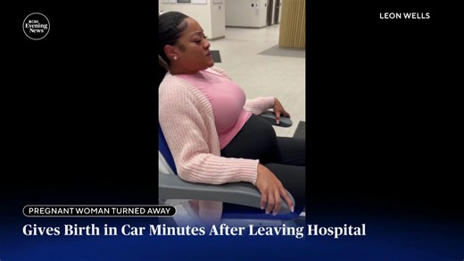 A mother gave birth in her car minutes after being turned away from a hospital over the weekend in Crown Point, Indiana. Video shows her being wheeled out by hospital staff, clearly in pain. https://cbsn.ws/4pftmJD | CBS Evening News