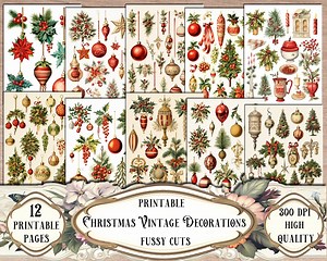 Vintage Christmas Fussy Cut Stickers: Printable Ephemera (digital Download) - Etsy