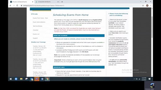 Scheduling Certiport Exams from Home