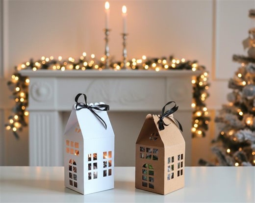 House Gift Box SVG – Treat Box Template – 2 Sizes Included – Cricut Paper Craft – Candy Holder SVG – Christmas Favor Box – Digital Download - Etsy UK