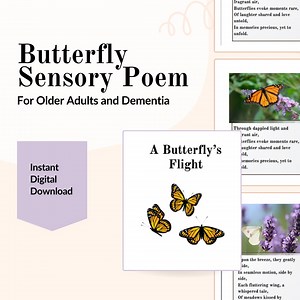 Butterfly Sensory Poem: Dementia & Reminiscence Activity (PDF Download) - Etsy