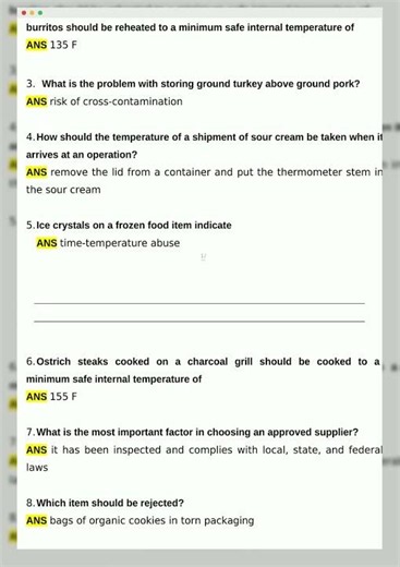 servsafe practice test answer key 2025 2026 Real questions