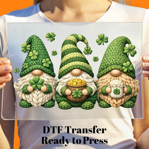 St. Patrick's Day Gnome DTF Transfer, Lucky Shamrock Design - Etsy