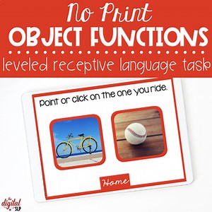No Print Object Functions - Receptive | Distance Learning | Teletherapy