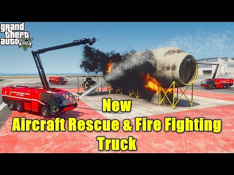 GTA 5 Firefighter Mod New Aircraft Rescue Fire Fighting Truck With Working Water Turret