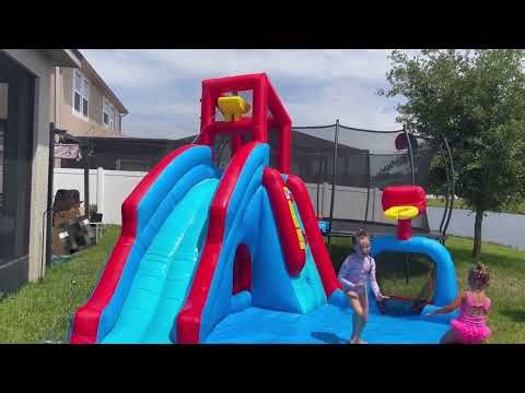AKEYDIY 8-in-1 Inflatable Water Slide for Kids – Outdoor Blow Up Water Park with Climbing Wall