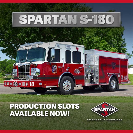 Need a fire truck sooner? Spartan S-180 custom pumpers are ready in 12 months OR LESS - and aerials are ready in about 18 months or less. S-180s are built on the trusted Metro Star® chassis and paired with an authentic Spartan body. These modular designed trucks start with the most commonly selected features, while still allowing customization to meet your department needs. Contact your Spartan ER authorized dealer or visit spartaner.com today. | Spartan Emergency Response
