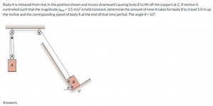 Body A is released from rest and moves downward, causing body B... | Filo