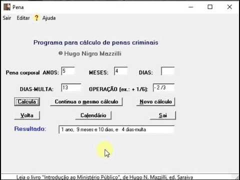 Programa para cálculo de penas criminais do Prof. Mazzilli