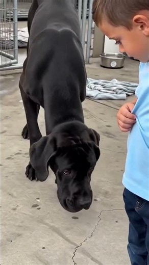 Shy Great Dane melts as a little hand reaches out