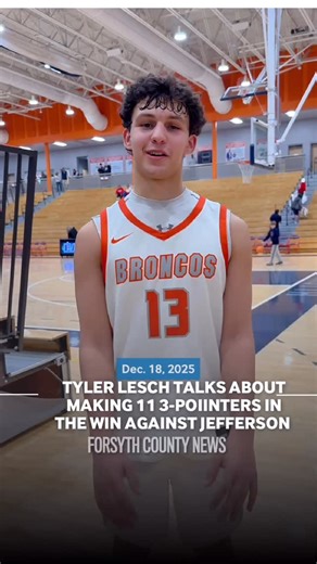 Forsyth Sports on Instagram: "Tyler Lesch talks about hitting 10 3-pointers in the first half, 11 in total in the home win against Jefferson."