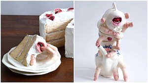Surreal Sculptures of an Elegant Dessert Table Gone Awry When the Sweets and Tea Set Try to Eat Other