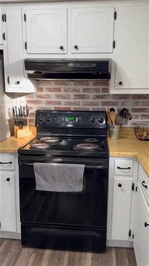DIY Faux Brick Backsplash 😍 #diy #kitchen #remodel #whitewash #brick #houseflip