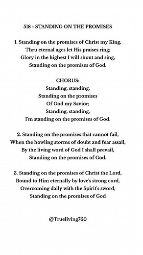 True Living 760 - Gospel Hymn With Lyrics | Standing on the Promises