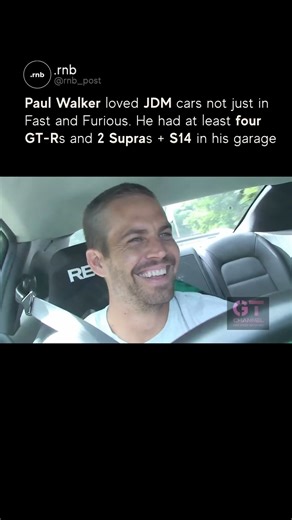 .real news brand on Instagram: "Paul Walker really loved JDM cars.. Paul Walker had a genuine passion for Japanese cars that went far beyond his roles in the Fast and Furious series. He was a true enthusiast who appreciated JDM performance, lightweight engineering, and tuner culture, often seeking out rare imports and modified examples. His interest started early and stayed strong throughout his life, leading him to own several iconic Japanese models that reflected his love for high revving engi