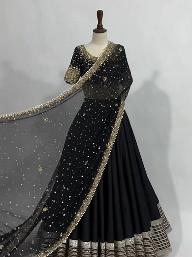 Stunning Black Lehnga Choli Available for Customization
