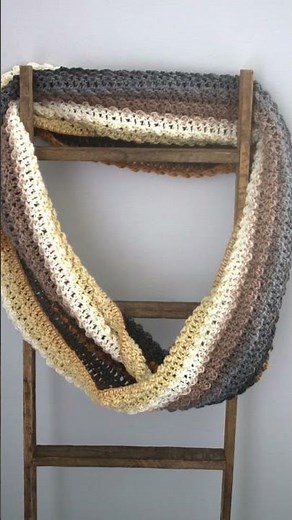 Make Easy Golden Brown Infinity Scarf Crochet Pattern One Skein Mandala Yarn #crochet #crocheting