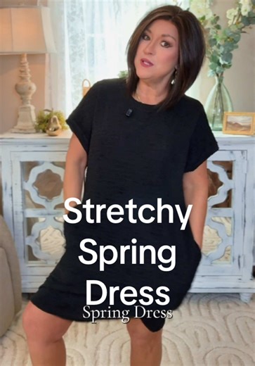 Spring Dress that is stretchy and batwing sleeves to cover the upper arms. Has pockets. #springglowup #weeklydeals #springstatement #springbreak #tiktokshopcreatorpicks