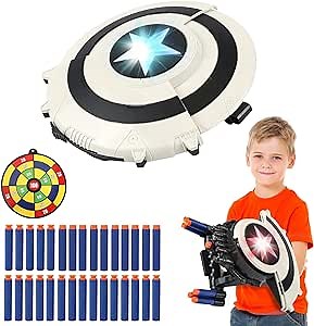 KooRare Shield Dart-Blasting Toys for Guns-Toys for Superhero 6 7 8 9+ Year Old Boys,Kids Roleplay Toy with Lights, with 30 Darts