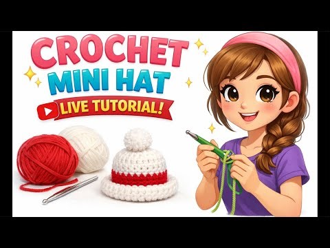 Crochet Mini Hat 🎀 LIVE Tutorial | Beginner-Friendly Project 🧶#crochet #livestream #crochethat