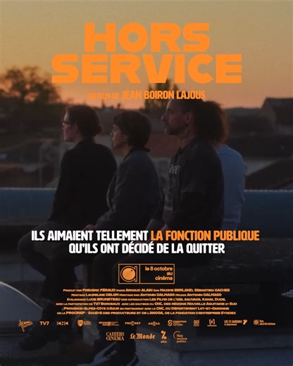 🎬 Dans HORS SERVICE, au cinéma le 8 octobre, le cinéaste Jean Boiron-Lajous réunit six démissionnaires de la fonction publique dans un hôpital abandonné. En investissant les lieux, les ex juge, policier, anesthésiste-réanimatrice, enseignantes et facteur échangent sur la souffrance au travail qu’ils ont vécu suite au démantèlement du service public. Tous sont partis non par manque de vocation mais par dépit, par rage, révolte et conflit éthique. Même s’ils ne sont pas tout à fait de la même gén