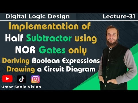 Lecture#31 | Half Subtractor using NOR Gates Implementation, Boolean Expressions & Circuit Design