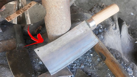 Forging knife for a beginners / How to forge a Big and Powerful Cleaver in the village | Secret Metal Works