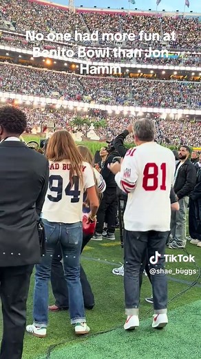 Jon Hamm Enjoys Benito Bowl Halftime Show Fun