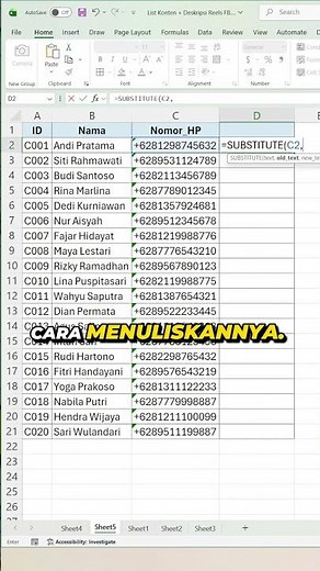 Change the front number of your cellphone +62 to 0 in Excel using this formula