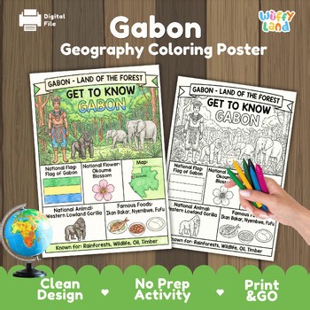 Gabon Country Study Geography Coloring Page Worksheet Activity | Africa