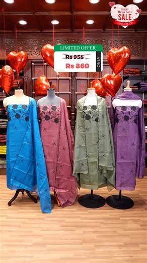 Pillars of Pothys on Instagram: "SALE SALE SALE!!! Product Codes: ✨Blue: POPM700– PriceRs 955 Offer Price Rs 860 ✨Green: POPM701– PriceRs 955 Offer Price Rs 860 ✨Purple: POPM702– PriceRs 955 Offer Price Rs 860 ✨Pink: POPM703– PriceRs 955 Offer Price Rs 860 ✨Use this code in our website www.pothys.com to find these sarees ✨If you need help call us at: +91 89395 93990, +91 89395 93996 or walk into our store chudidar set, leaf-floral motifs thread and sequins embroidered kota cotton top, a matching
