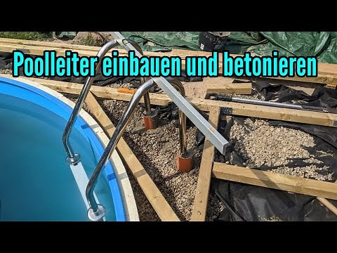Installing and concreting in a pool ladder for a round pool: Pool ladder assembly